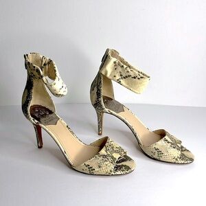 VINCE‎ CAMUTO GENUINE LEATHER SNAKE PRINT ANKLE CUFF SANDAL SZ 9